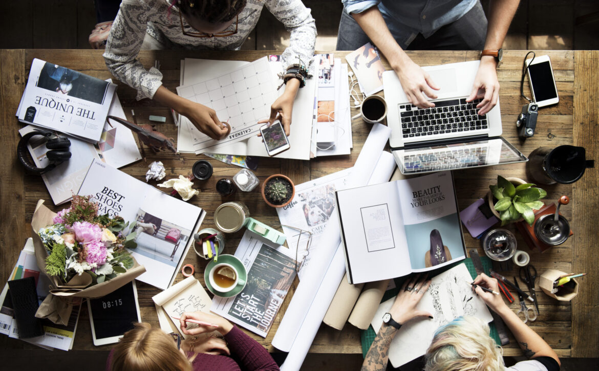 Colleagues working at a desk